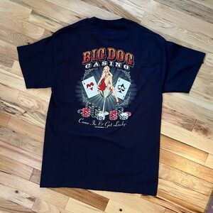 Big Dogs Navy Blue Jersey Knit Casino T-Shirt